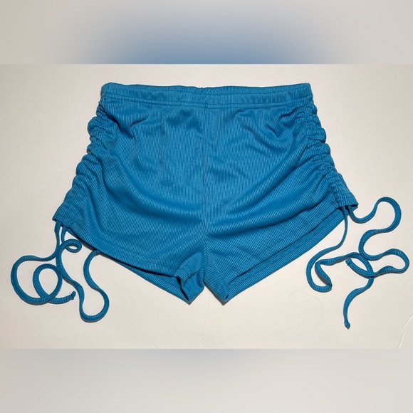 Blue Ruched Drawstring Side Shorts - Picture 2 of 2
